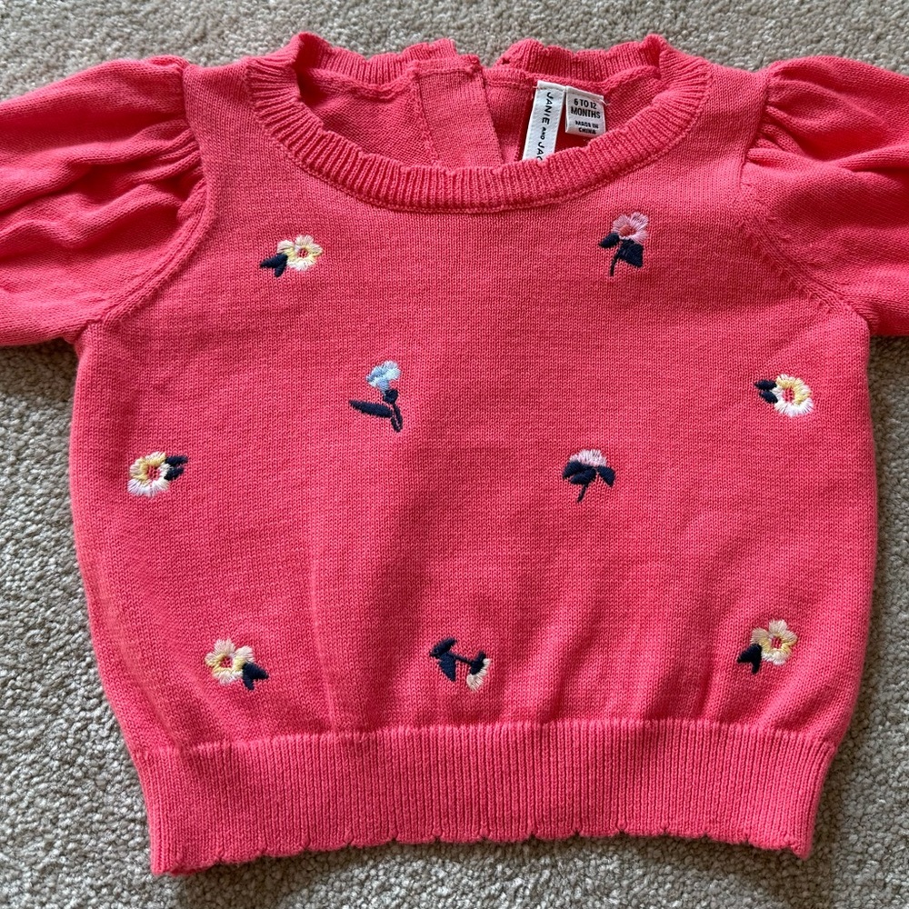 Janie and Jack Pink Floral Sweater
